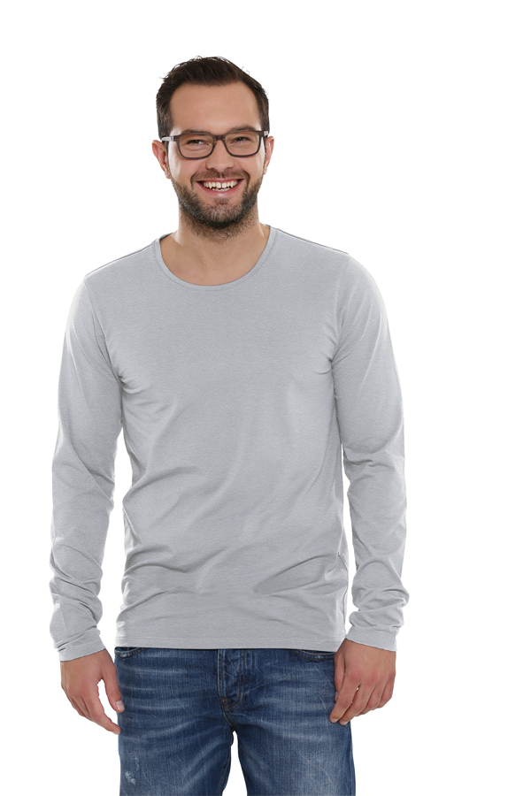 Basic Shirt langarm (Grau-Melange)