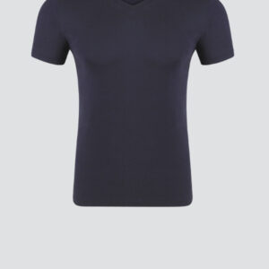 Basic Shirt kurzarm V-Hals Ausschnitt (Nachtblau)
