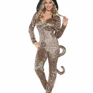Leopard Kostüm Jumpsuit für Karneval M