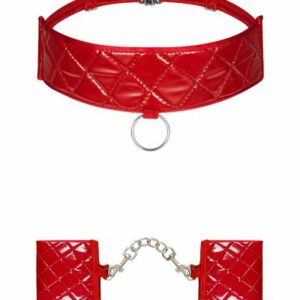 Handschellen und Halsband in rot