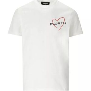 Dsquared2 T-Shirt aus weißer Baumwolle mit kontrastierendem Logodruck auf der Brust.Zusammensetzung: 100'%' Baumwolle.
