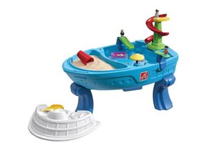 Step2 - Fiesta Cruise Sand & Wassertisch Wasserspieltisch für Kinder in Blau mit 10-teiligem Zubehör Set Wasserspielzeug / Sandtisch für den Garten