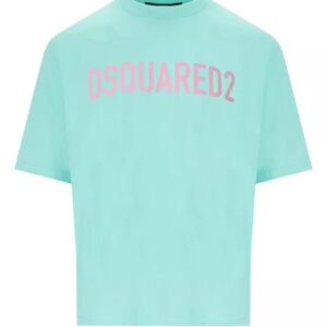 Dsquared2 T-Shirt aus grüner Baumwolle. Das rosa Logo ist auf der Vorderseite aufgedruckt.Zusammensetzung: 100'%' Baumwolle.
