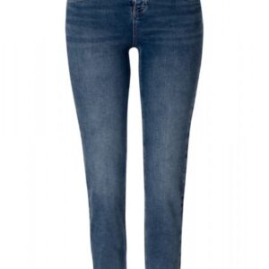 Schmal geschnittene Jeans mit mittlerer Leibhöhe 5PocketModell Knopfleiste als Verschluss Mit Nahtdetails unter den vorderen und über den hinteren Taschen Material 98% Baumwolle 2% Elasthan