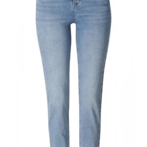 Schmal geschnittene Jeans mit mittlerer Leibhöhe 5PocketModell Knopfleiste als Verschluss Mit Nahtdetails unter den vorderen und über den hinteren Taschen Material 98% Baumwolle 2% Elasthan