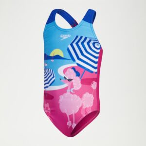 Vive la France! Dieser entzückende Badeanzug für Kleinkinder präsentiert sich mit einem superschicken französischen Pudel