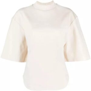 Weißes Baumwoll-T-Shirt mit Rundkragen