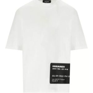 Dsquared2 T-Shirt aus weißem Baumwolljersey mit kontrastierendem Druck an der Seite. Oversize-Passform.Zusammensetzung: 100'%' Baumwolle.