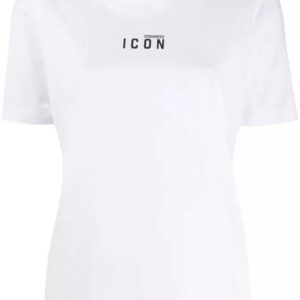 Ein schlichtes weißes T-Shirt? Nicht ganz. Dieses weiße Baumwoll-T-Shirt von DSQUARED2 ist aus Baumwolle gefertigt und mit einem schwarzen Logodruck auf der Vorderseite versehen