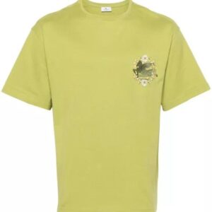 Grünes Baumwoll-T-Shirt mit Rundkragen