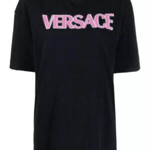 Baumwoll-T-Shirt mit Logoprint von Versace mit folgenden Eigenschaften: schwarz