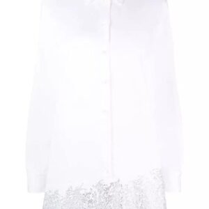 Hemdkleid aus Baumwolle mit Kristallverzierung: weiß