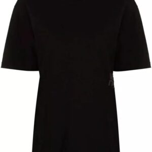 Schwarzes T-Shirt mit gummiertem Logo aus Baumwolle von ALEXANDER WANG mit folgenden Eigenschaften: Rundhalsausschnitt