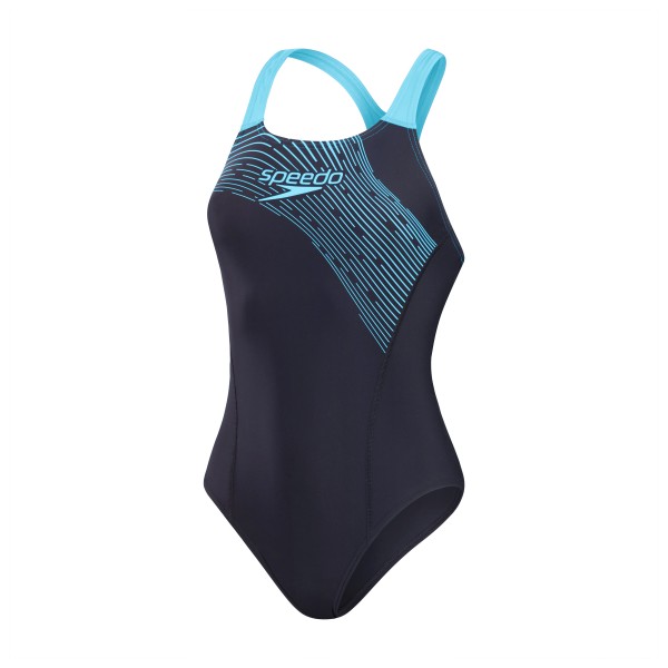 Stylischer und bequemer Badeanzug für das Schwimmtraining -  Farbe: Blau; Gr: 34 - DE: 38; Highlights: Stretch; geeignet für Wassersport; Material: Hauptmaterial: 80% Polyamid