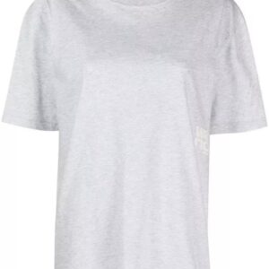 Hellgraues T-Shirt mit Logoprint aus Baumwolle von ALEXANDER WANG mit Logoaufdruck auf der Vorderseite