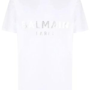 T-Shirt mit Logodruck-Detail von Balmain mit folgenden Eigenschaften: Wolkenweiß