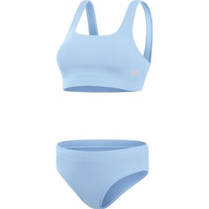 Sportliches Bikini-Set aus elastischem Gewebe mit Waffelstruktur; Bustier-Oberteil mit elastischem Unterbrustband