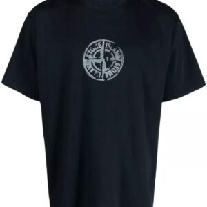 Baumwoll-T-Shirt mit Logodruck: Marineblau