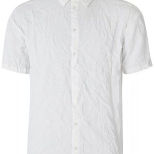 Unifarbenes Hemd mit klassischem KentKragen Stylishes Modell mit kurzem Arm und mittiger Knopfleiste AllOver CrinkleStruktur Material 100% Polyester