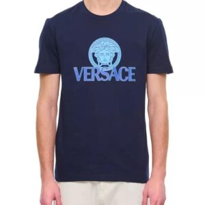 Medusa Frontalaufdruck. Versace Logo Druck. Kurze Ärmel. Rundhalsausschnitt. Farbe: Blau.