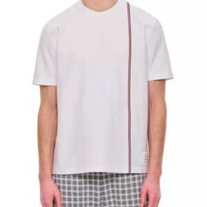 Kurzärmeliges Baumwoll-T-Shirt mit vertikalen Streifen.