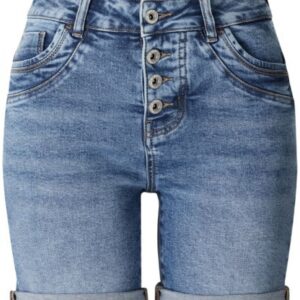 Unifarbene JeansShorts 5PocketModell Typ Button Fly mit Knopfleiste Figurbetonter Schnitt Umgeschlagene Hosenbeine Material 98% Baumwolle 2% Elasthan