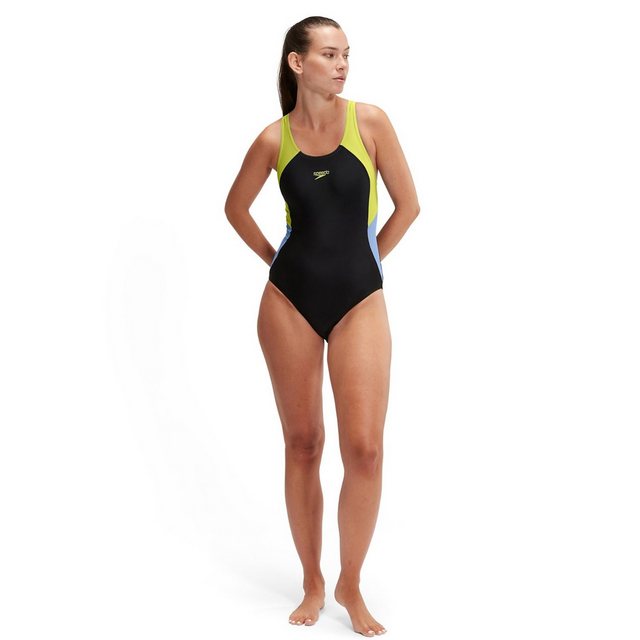 Speedo Colorblock Muscleback Badeanzug Damen chlorbeständigRocke dein Training im Farbblock-Stil. Der sportliche Muscleback-Schnitt mit bedecktem Rücken und attraktivem geschwungenen Seiteneinsatz im Farbblock-Design ist perfekt für regelmäßige Pool-Sessions und bietet Flexibilität und Bewegungsfreiheit für besten Tragekomfort beim Schwimmen. Unser EnduraFlex Material ist ideal für regelmäßiges Schwimmen. Es bietet eine höhere Chlorbeständigkeit als herkömmliche Badebekleidung und sitzt dank CREORA® HighClo™ länger wie neu. Darüber hinaus werden Nylongarne im EnduraFlex-Gewebe zu 100 % aus Abfällen hergestellt