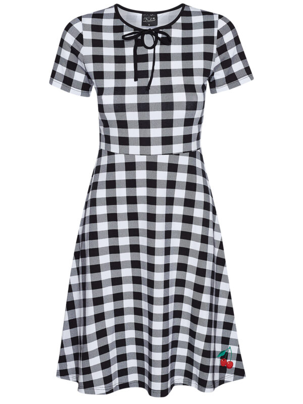 PUSSY DELUXE DAMEN A-LINIEN-KLEIDMarke: Pussy DeluxeModell: Back To 1955 Black Checkered Dress femaleProdukt Nr.: 44483Farbe: schwarz alloverHauptmaterial: 90% Baumwolle