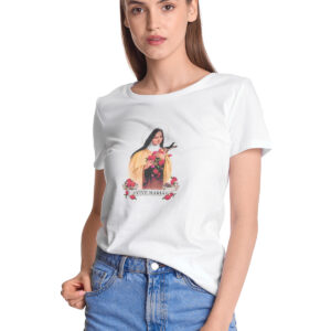 VIVE MARIA DAMEN T-SHIRTMarke: Vive MariaModell: Holy Therese Shirt femaleProdukt Nr.: 45959Farbe: weissHauptmaterial: 100% BiobaumwolleDieses schwarze Damen T-Shirt besteht aus einem angenehmen