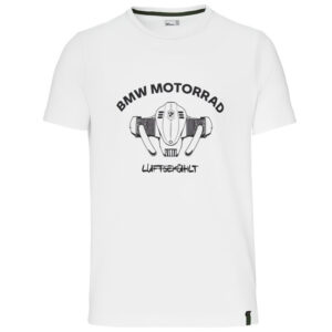 Luftgekühlt T-Shirt von BMW MotorradKlassisches Rundhals-T-Shirt mit „Luftgekühlt“-Aufdruck auf der Brust und BMW Motorrad Logo als Stickerei links hinten unter der Schulter.