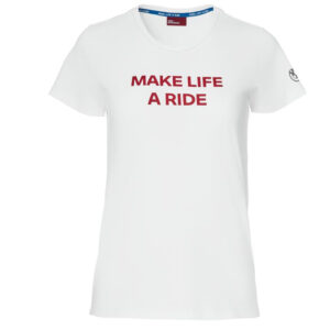 Make Life a Ride T-Shirt von BMW MotorradAnliegendes klassisches T-Shirt mit großem "Make Life a Ride" Druck auf der Brust sowie ein BMW Logo-Print auf dem linken Ärmel runden das Gesamtbild ab.