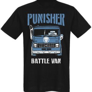 THE PUNISHER HERREN T-SHIRTMarke: The PunisherModell: Battle Van II T-Shirt maleProdukt Nr.: 46224Farbe: schwarzHauptmaterial: 100% BaumwolleDieses schwarze Herren T-Shirt besteht aus einem angenehmen Baumwollmaterial. Es hat einen runden Halsausschnitt