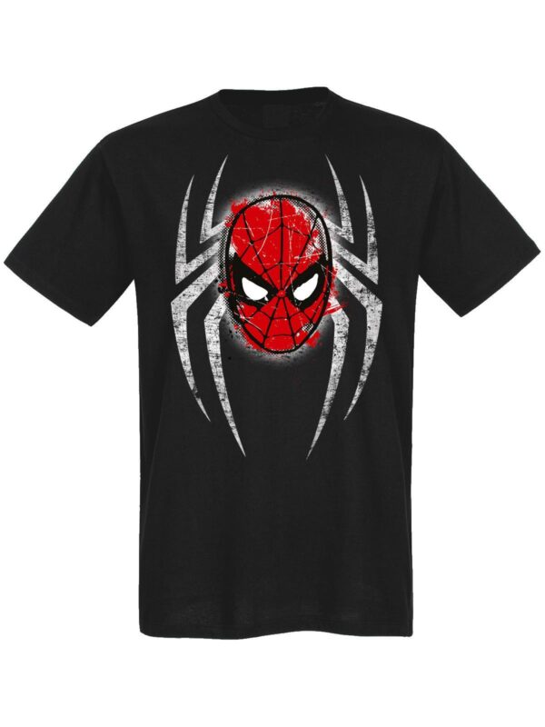 SPIDERMAN HERREN T-SHIRTMarke: SpidermanModell: Spider Mask T-Shirt maleProdukt Nr.: 46438Farbe: schwarzHauptmaterial: 100% BaumwolleDieses schwarze Herren T-Shirt besteht aus einem angenehmen Baumwollmaterial. Es hat einen runden Halsausschnitt