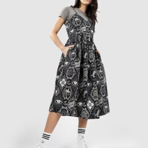 Loose Fit Midi-Kleid mit durchgehendem Print