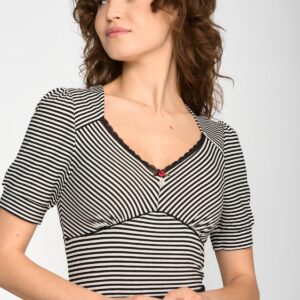 VIVE MARIA DAMEN T-SHIRTMarke: Vive MariaModell: Classic Ahoi ShirtProdukt Nr.: 46644Farbe: schwarz/weißHauptmaterial: 94% Viskose