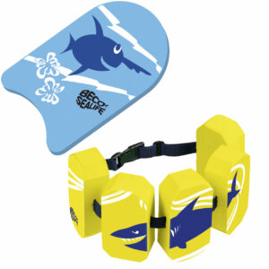 BECO SEALIFE Kick Board blau und BECO SEALIFE Schwimmgürtel gelb