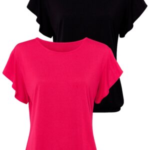 Lascana: T-Shirt im 2er-Pack mit luftigen Volantärmeln. Gummizug im Bund für eine lockere Passform. Weiche Qualität aus 65% Polyester